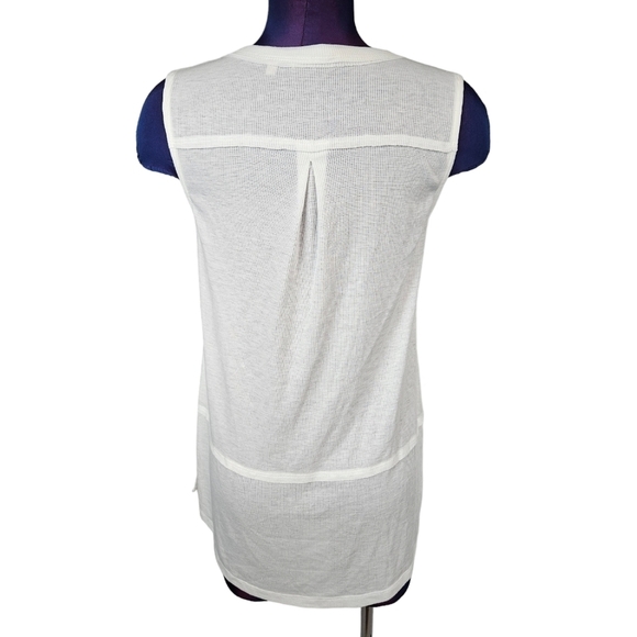 Soft Surroundings White Ribbed Henley Sleeveless Tunic Tank Top Size Small B19 - Picture 4 of 7
